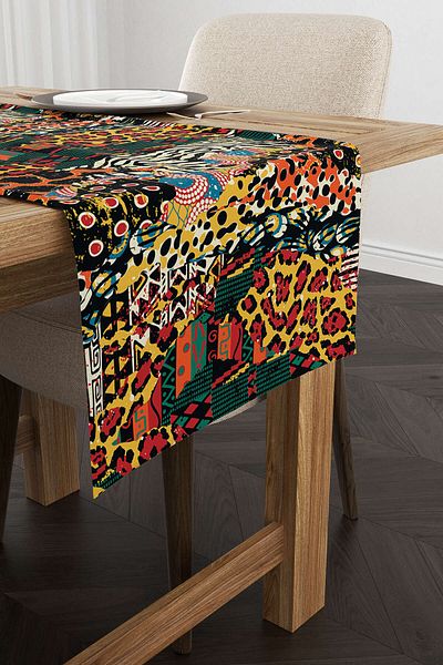 Cango Home Runner cu imprimare digitală cu model zebră leopard de culoare mixtă neagră - Cgh361-rn