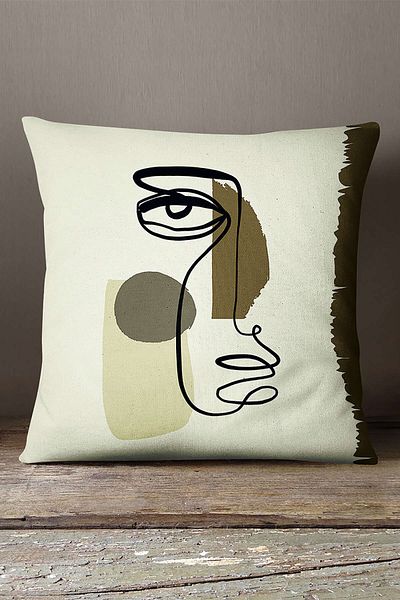 INSENSE HOME Velvet Babyface, alb, verde, modern, siluetă, model, imprimare digitală, pernă, husă de pernă Cgh509