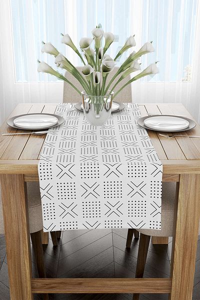 Cango Home Alb Negru Geometric Digital Printed Runner - - Cgh316-rn