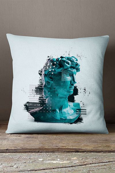 INSENSE HOME Velvet Babyface Alb Negru Modern Sculpture Figure Digital Printed Arunca Husa de Perna Cgh558