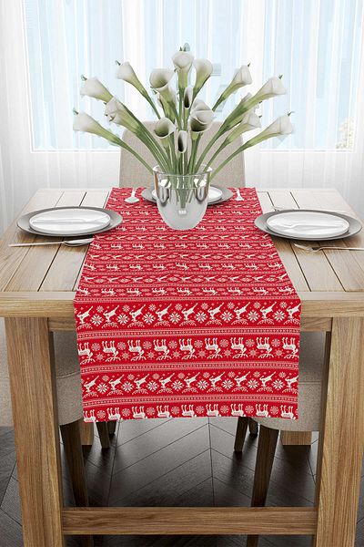 Cango Home Red Christmas Themed Digital Printed Runner Cgh220-rn