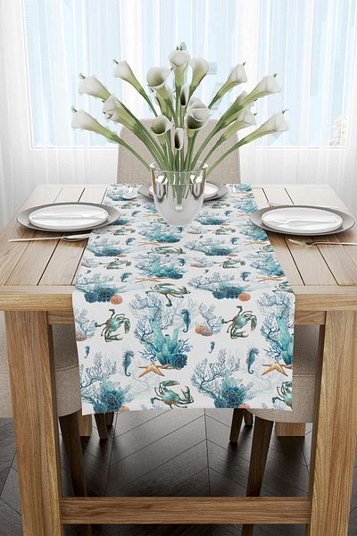Cango Home Red Blue Marine Patterned Digital Printed Runner Cgh1154-rn