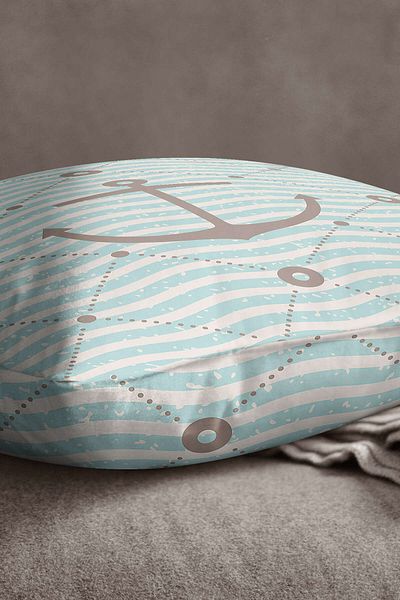 INSENSE HOME Husă de pernă din catifea Babyface, gri albastru, cu model marin - Cgh061