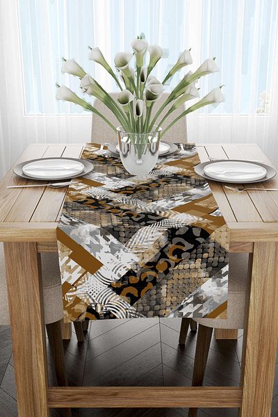 Cango Home Καφέ Λευκό Snakeskin Leopard Pattern Digital Printing Runner - Cgh371-rn