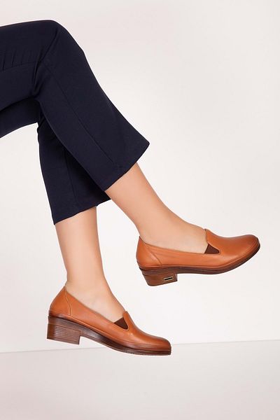 Gondol Genuine Leather Short Heeled Rubber Detailed Shoes Msa.65