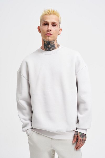 Machinist Ανδρικό φούτερ Basic Crew Neck Oversize Γκρι