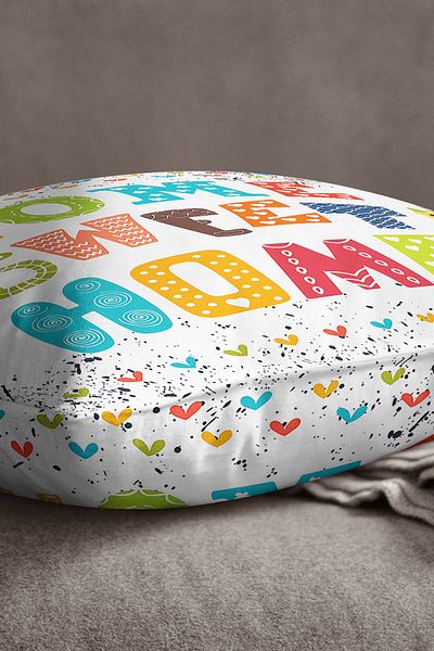 INSENSE HOME Velvet Babyface White Πολύχρωμο Home Sweet Home Written Print Μαξιλαροθήκη Ριχτάρι - Cgh444