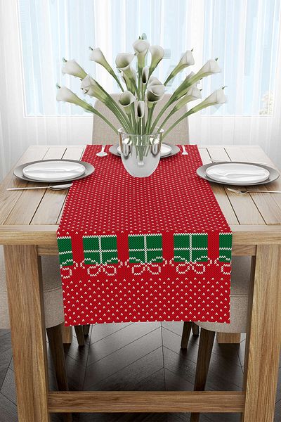 Cango Home Red Green Christmas Themed Digital Printed Runner Cgh225-rn
