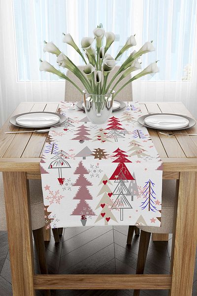 Cango Home Red Gray Christmas Themed Digital Printed Runner Cgh312-rn