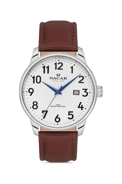 Nacar ساعة يد رجالية كلاسيكية باللون البني NC21- 297170 -AWL2