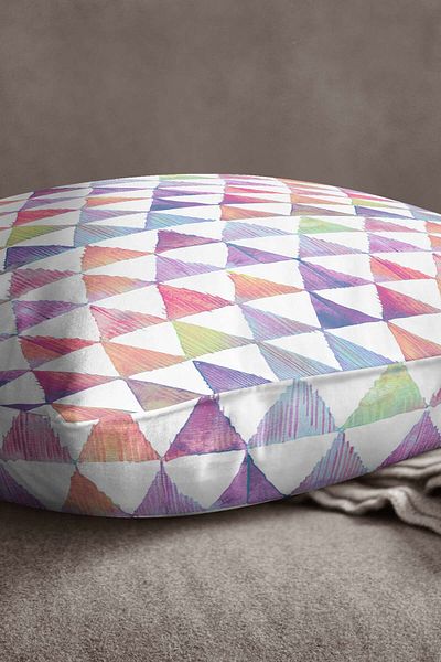INSENSE HOME Husă de pernă catifea Babyface, albă, multicoloră, cu modele geometrice - Cgh258
