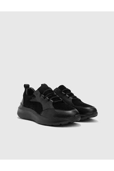 İLVİ Lukaku Genuine Suede Leather Men's Black Sneakers