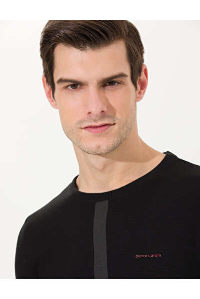 Pierre Cardin Siyah Slim Fit Bisiklet Yaka Triko Kazak 50260021-VR046