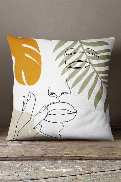 INSENSE HOME Βελούδινο Babyface Λευκό Μαύρο Μοντέρνο Μοτίβο Σιλουέτας Μαξιλαροθήκη Ριχτάρι Ψηφιακής Εκτύπωσης Cgh526