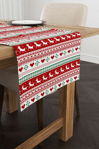 Cango Home Red Green Christmas Themed Digital Printed Runner Cgh226-rn