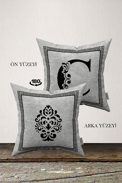 INSENSE HOME Husă de pernă din catifea Babyface cu litere duble laterale - Litera C