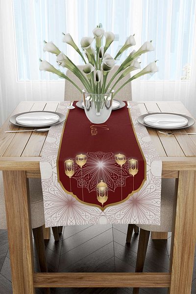 Cango Home حذاء رياضي مطبوع رقميًا بتصميم رمضاني باللونين الأحمر والأبيض Cgh1292-rn