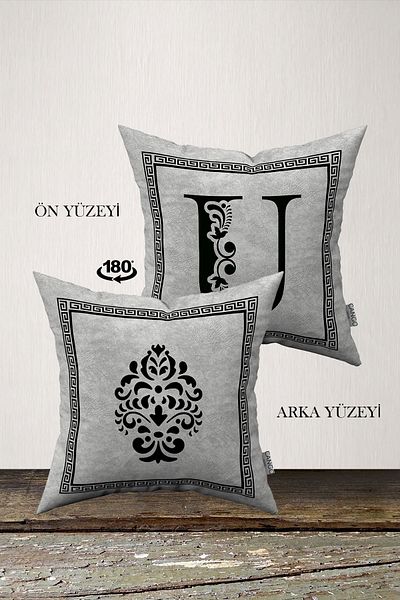 INSENSE HOME Husă de pernă din catifea Babyface cu litere duble laterale - Litera U