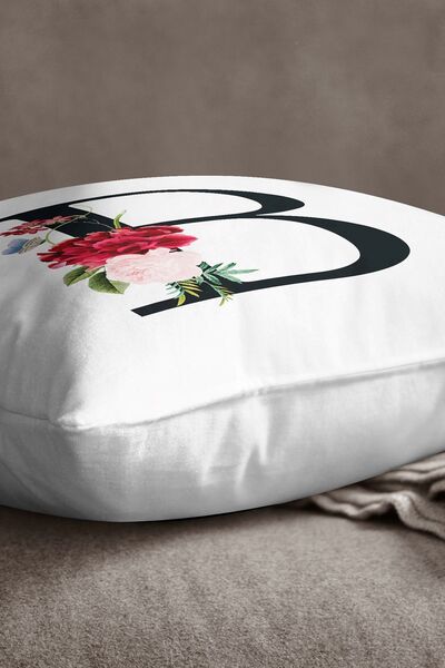 INSENSE HOME Velvet Babyface Double Sided Red Floral Letter Throw Pillow Cover - Letter B