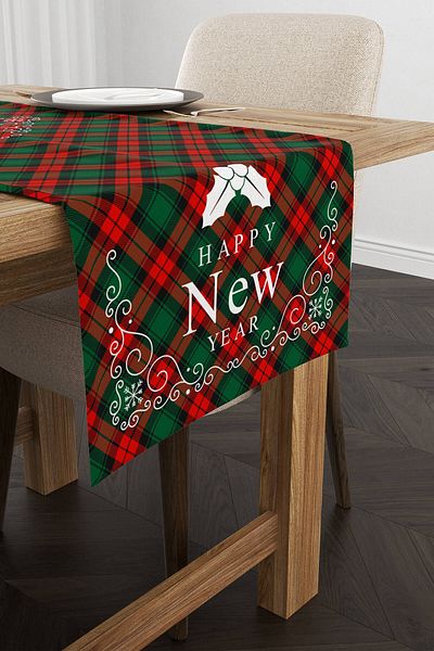 Cango Home Red Green Christmas Themed Plaid Patterned Digital Printed Runner Cgh910-rn
