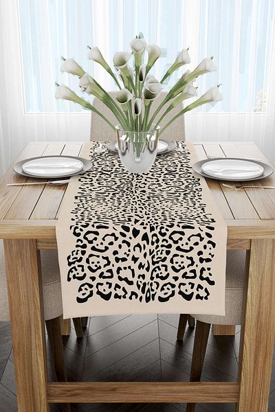 Cango Home Runner cu imprimare digitală cu model leopard negru bej - Cgh363-rn