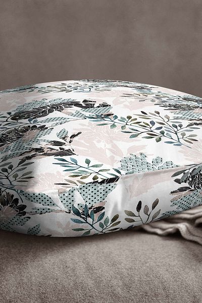 INSENSE HOME Velvet Babyface, alb, roz, floral, decorativ, cu imprimare digitală, husă de pernă - Cgh496