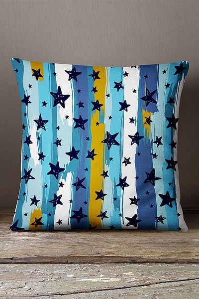 INSENSE HOME Husă de pernă catifea Babyface Blue White Starry - Cgh066
