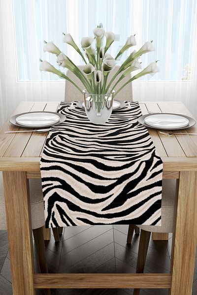 Cango Home Runner de imprimare digitală cu model zebră negru bej - Cgh348-rn