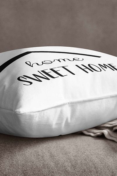 INSENSE HOME Velvet Babyface White Black Home Sweet Home Written Digital Printing Μαξιλαροθήκη Ριχτάρι - Cgh457