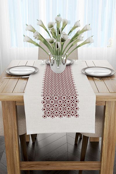 Cango Home Roșu Claret Motiv Ramadan Model Decorativ Imprimat Digital Runner Cgh1325-rn
