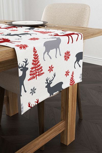 Cango Home Red Gray Christmas Themed Digital Printed Runner Cgh797-rn