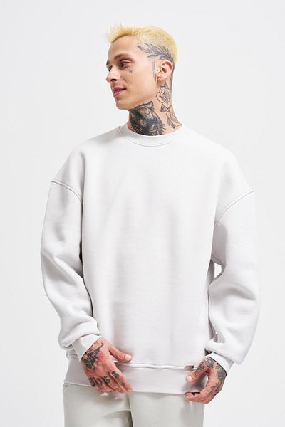 Machinist Ανδρικό φούτερ Basic Crew Neck Oversize Γκρι