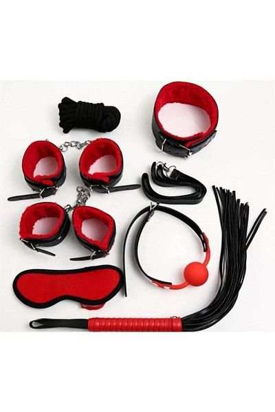 DEFNADA Set de 7 hamuri din piele roșie/neagră 700033