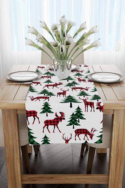 Cango Home Red Green Christmas Themed Digital Printed Runner Cgh792-rn