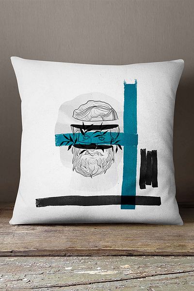 INSENSE HOME Βελούδινο Babyface Λευκό Μαύρο Μοντέρνο Γλυπτό Φιγούρα Ψηφιακή εμπριμέ θήκη μαξιλαριού Cgh537