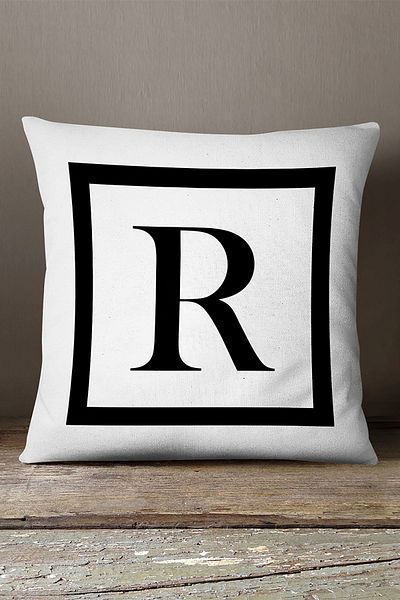 INSENSE HOME Husă de pernă din catifea Babyface, cu două fețe, cu litere alb-negru, imprimată digital - R