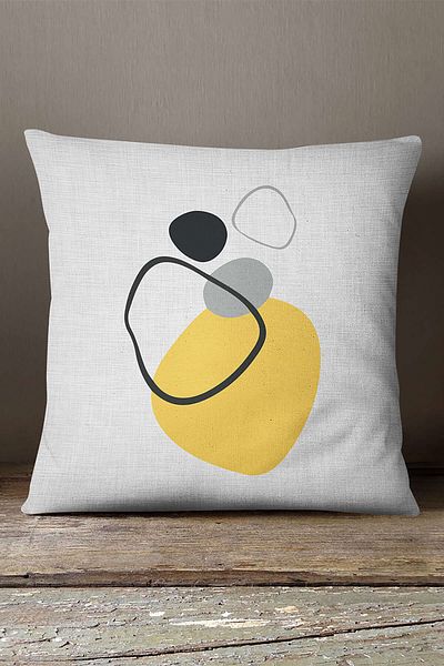INSENSE HOME Catifea Babyface Gri Galben Decorativ Modern Abstract Model Imprimat Aruncă Față de Pernă Cgh714