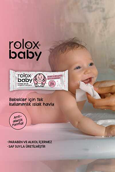 Rolox Baby - 50 Paket – Bebekler İçin Tek Kullanımlık Islak Havlu