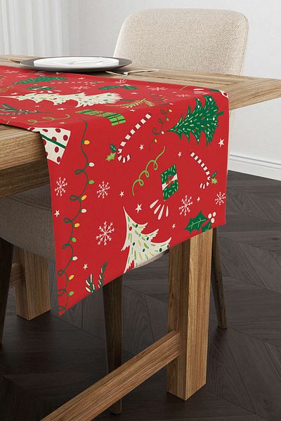 Cango Home Red Green Christmas Themed Digital Printed Runner Cgh297-rn