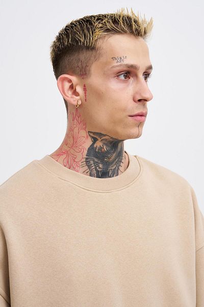 Machinist Ανδρικό φούτερ Basic Crew Neck Oversize Beige