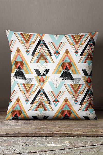 INSENSE HOME Βελούδινο Babyface Λευκό Πολύχρωμο Bohemian Ethnic Style Ψηφιακή εκτύπωση Μαξιλαροθήκη Ριχτάρι - Cgh498