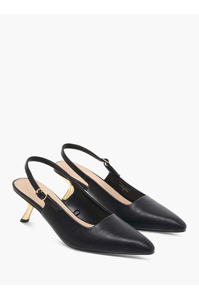 Flora Bella by Shoexpress Flora Bella Solid Slingback Sandals with Buckle Closure and Kitten Heels