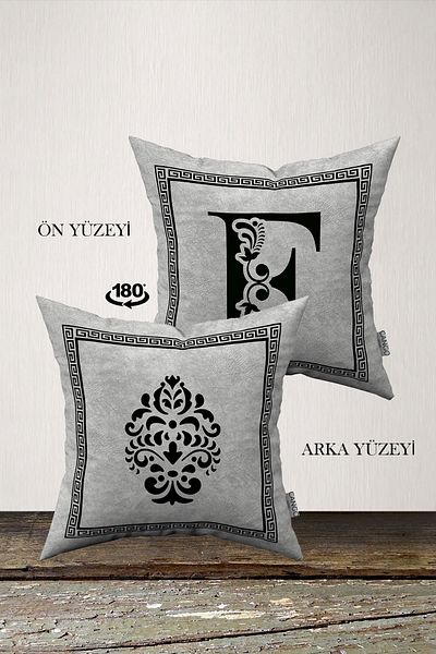 INSENSE HOME Husă de pernă din catifea Babyface cu litere duble laterale - Litera F