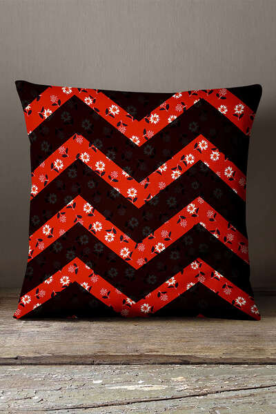 INSENSE HOME Кадифе Babyface Червоно-чорна подушка з геометричним візерунком ...
