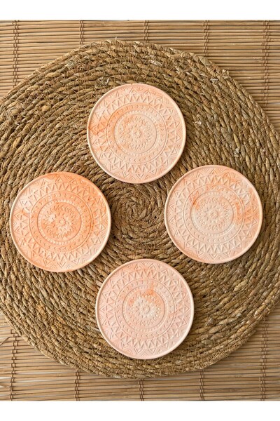 Ueex Home طقم فسيفساء برتقالي مكون من 4 قطع من Vıvasto - كوستر خرساني مصنوع م...