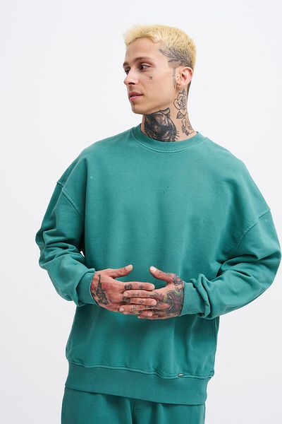 Machinist Ανδρικό Πράσινο Φούτερ Oversize που πλένεται