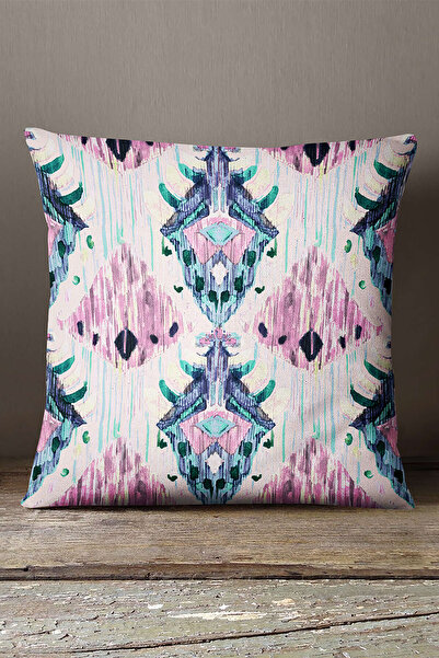 INSENSE HOME Кадифе Babyface Рожево-блакитна подушка з етнічним візерунком - Cgh256