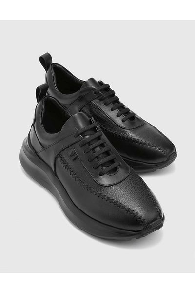 İLVİ Romelu Genuine Leather Men's Black Sneakers