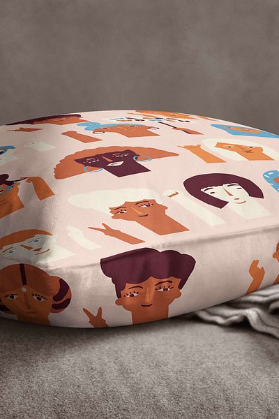 INSENSE HOME Fetă de pernă catifea Babyface, alb, roz, modern, figurat - Cgh164