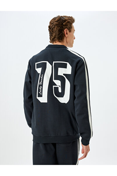 Koton Ζακέτα με φερμουάρ από βαμβακερό κολάρο με κεντημένη τσέπη